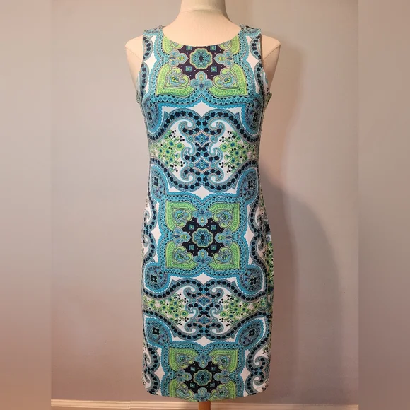 Charter Club | Dresses | Charter Club Turquoise Green Floral Swirl Paisley  Nantucket Dress Sz S | Poshmark